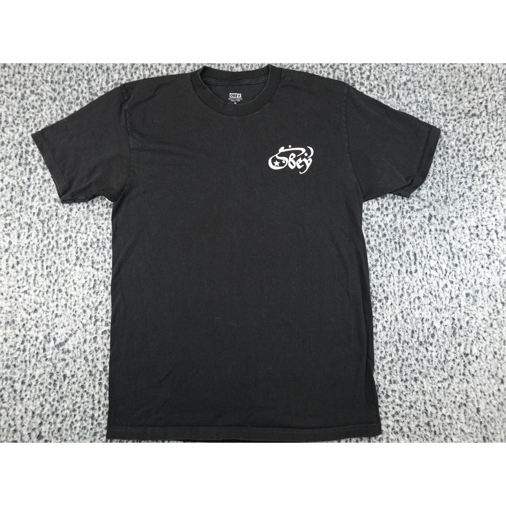 Obey Graphic‎ T-Shirt Mens Medium Black Short Sleeve Star Moon Streetwear